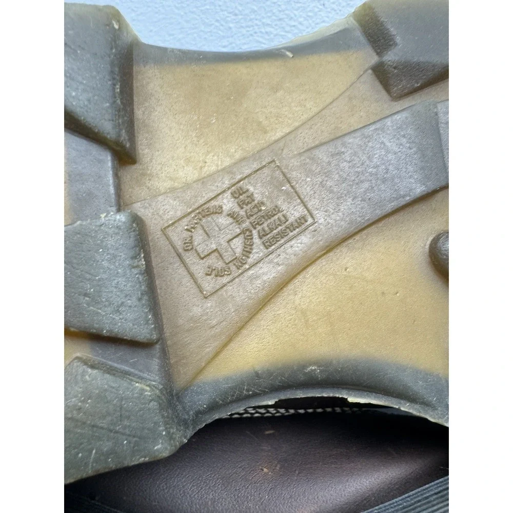 Vintage Dr Martens Boots Mens 10 M Brown Leather Ankle Work Brown Yellow 90s Y2K